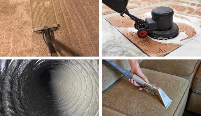 Collage of carpet, air duct, rug, and upholstery cleaning