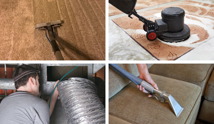 Collage of carpet, rug, air ducts and upholstery cleaning