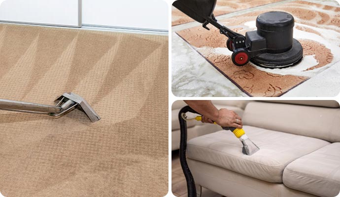 Collage of carpet, rug and upholstery cleaning