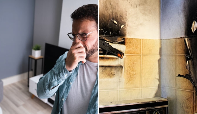 Collage of odor removal and soot restoration
