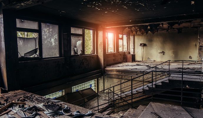 Commercial space damaged in fire