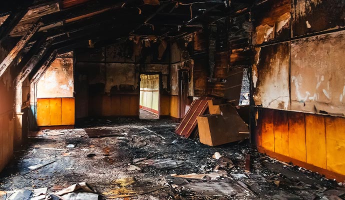 Fire damaged commercial space