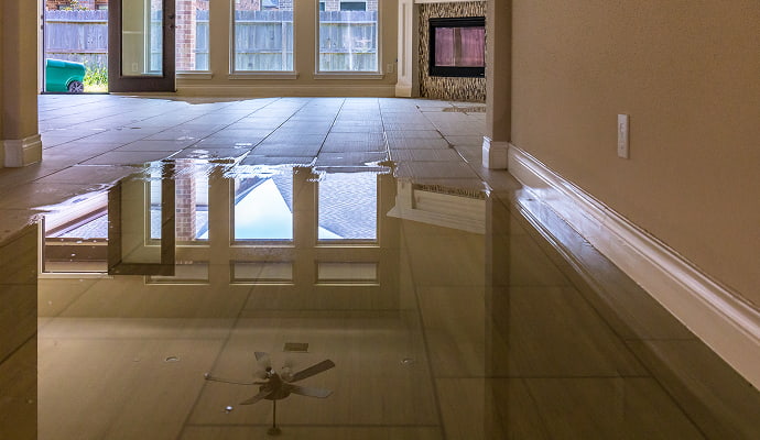 Flood damaged church floor
