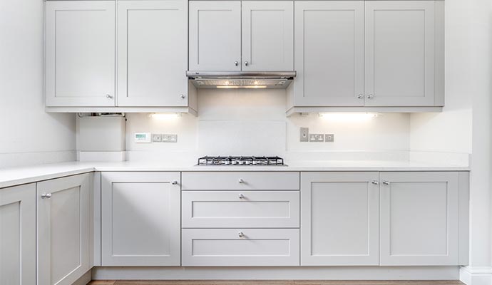 Restored cabinet in a kitchen