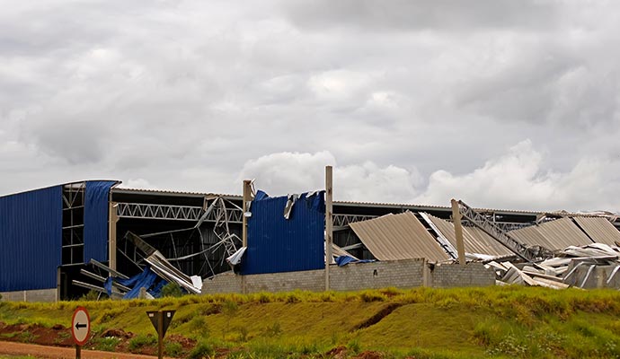 Wind damaged commercial property Wind damaged commercial property