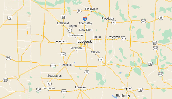 Lubbock Steamer Cleaning & Restoration Service Area Map