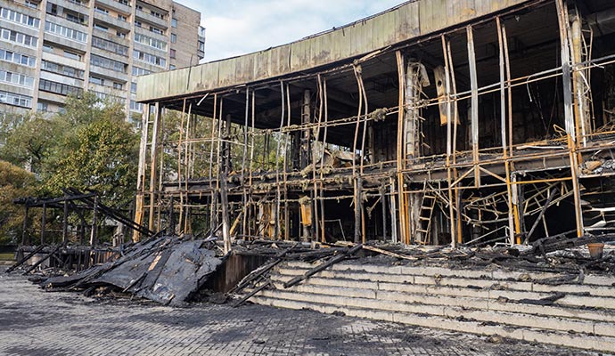 Fire damaged hotel Fire damaged hotel