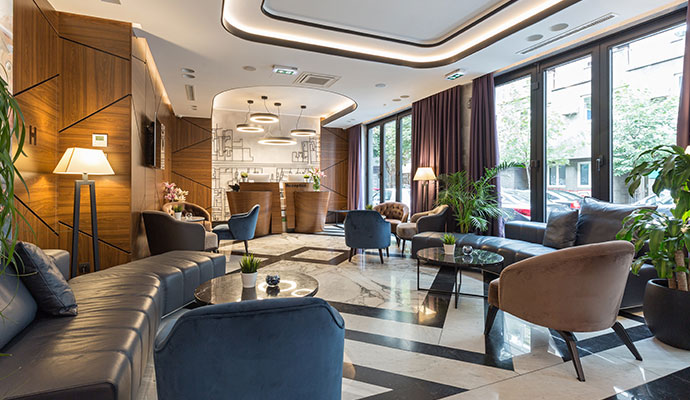 Luxury hotel lobby interior