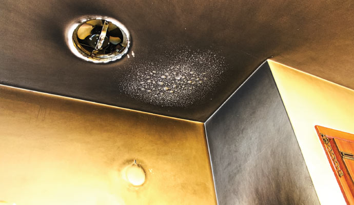 smoke stained ceiling