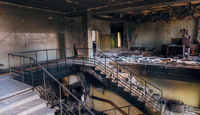 Structural fire damage interior