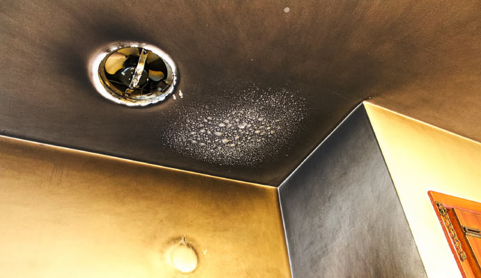 Visible smoke soot on ceiling