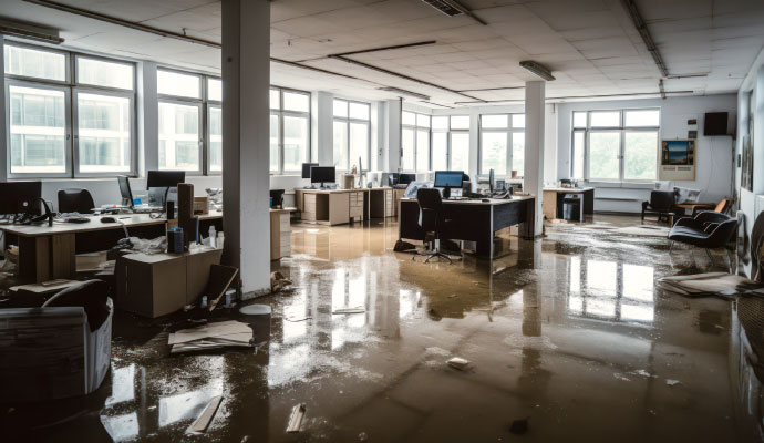 Flood damaged office floor