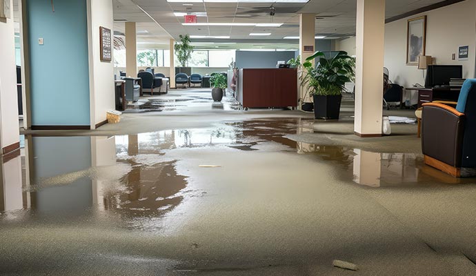 Floor water damage in commercial property Floor water damage in commercial property