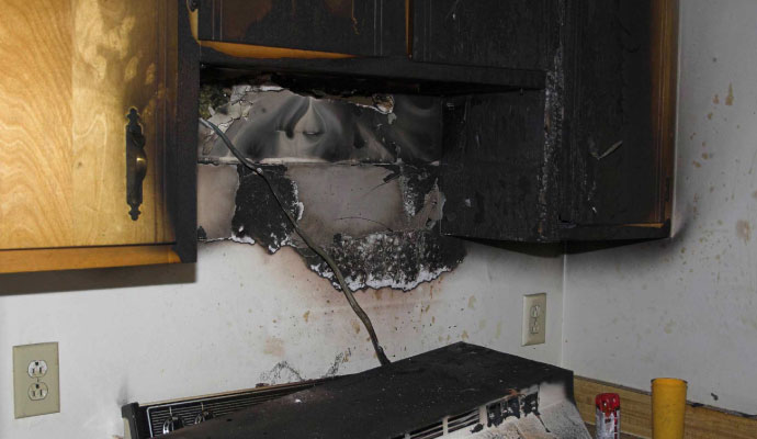 Kitchen damaged by fire