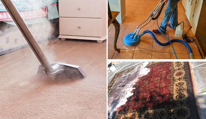 Collage of carpet, floor and rug cleaning service