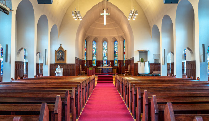 Catholic church sanctuary interior view