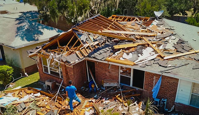Severe storm roof damage restoration