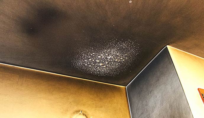 Smoke damaged ceiling
