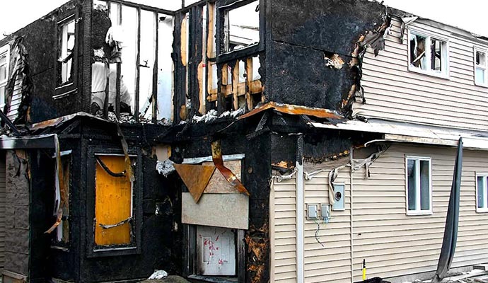 Fire damaged house