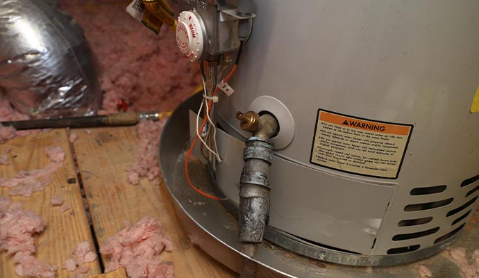 Water heater leak in attic Water heater leak in attic