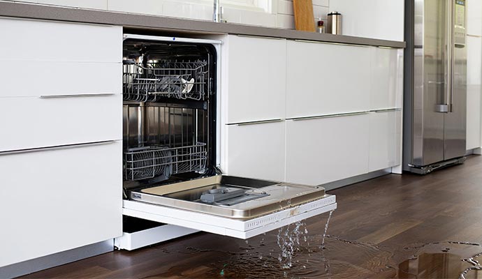 Water leaking from dishwasher