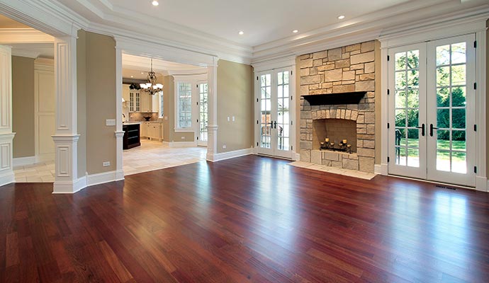 Clean hardwood floor in a living room
