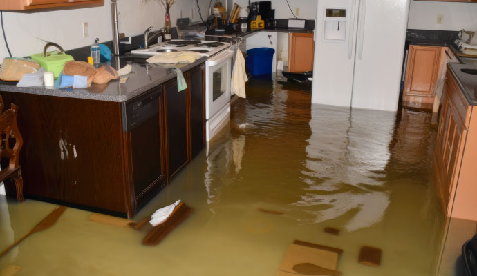 Flood damaged kitchen