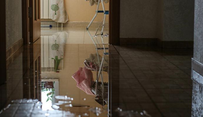 Water damaged floor due to plumbing leakage